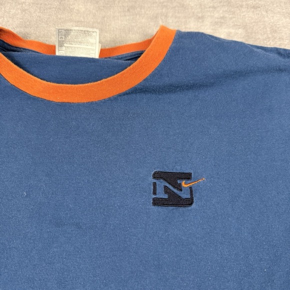 Nike Shirt Mens Large Blue Vtg 90s Varsity Long Sleeve Embroidered Made In USA - Picture 2 of 14